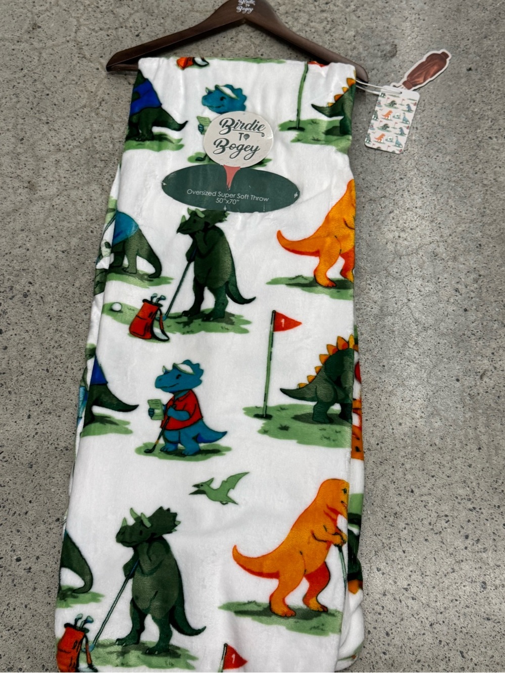 Birdie to Bogey Dino Golf Oversized Throw - White, Green, Orange, Blue